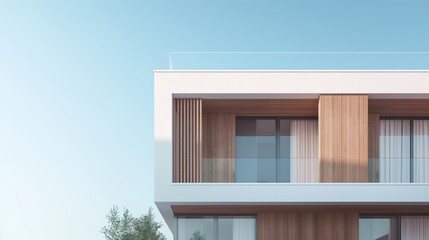 Modern House with Wooden Accents and Balcony