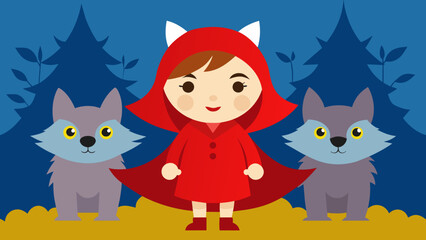 little girl red hooded scouted wolves vector illustration