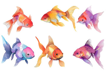 カラフルな金魚たち（セット） - obrazy, fototapety, plakaty