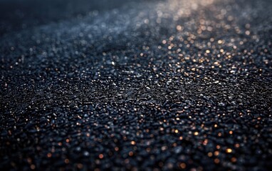 Textured black asphalt surface under dim lighting.