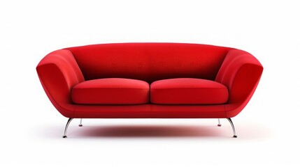 Modern Red sofa on isolated white background. Furniture for the modern interior, minimalist design