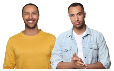 Portrait of twin brothers on white background - Powered by Adobe