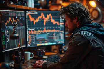 Fototapeta premium Quantitative analysts developing sophisticated mathematical models to identify trading opportunities and manage risk. Generative Ai.