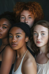 Obraz premium Group portrait of diverse women. Diversity, equity and inclusion, DEI concept. High quality photo