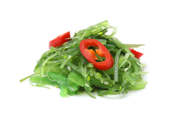 Pile of tasty seaweed salad isolated on white