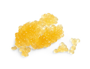 Fresh pike caviar isolated on white, top view