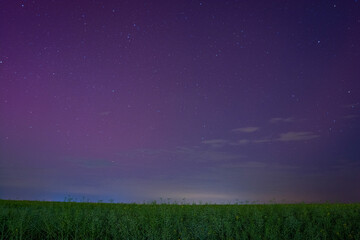 Nupaky, Czech republic - May 10, 2024 - Ending Aurora Borealis above Ricany