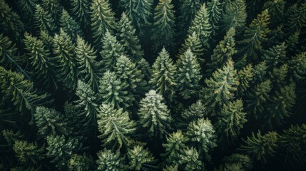 Aerial View of a Majestic Pine Forest, Natural Landscape