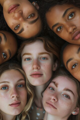Obraz premium Group portrait of diverse women. Diversity, equity and inclusion, DEI concept. High quality photo
