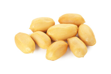 Pile of fresh peeled peanuts isolated on white