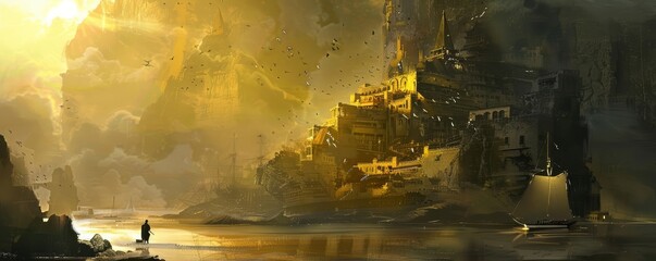 Develop a series of digital paintings depicting the journey from initial idea to thriving business, capturing the essence of strategic decisionmaking and effective execution