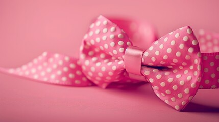 Empowering Pink Polka Dot Bow Tie on Soft Pink Background