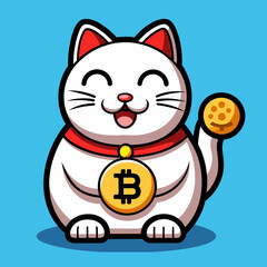 Minimalist Maneki Neko Cat Waving Left Hand: Vector Art for Unique Logo Designs