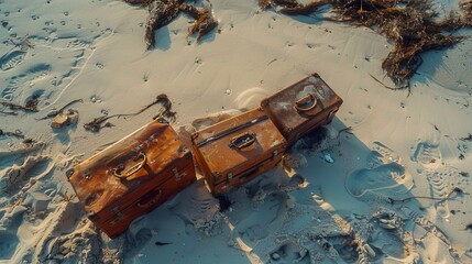Buried Suitcases on the Beach