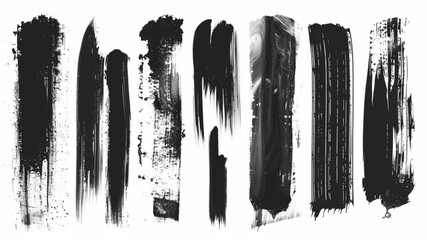 
Black ink brush strokes. Texture paintbrushes, grunge elements, dry brushes, grungy stain and line, design elements on white background 3D avatars set vector icon, white
