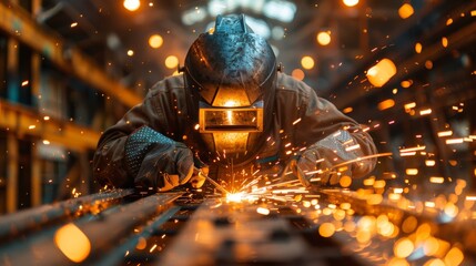 Sparks and craftsmanship on display: a skilled welder at work