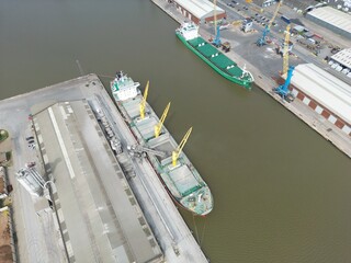 British Port. aerial view of king George dock, Kingston upon Hull. England