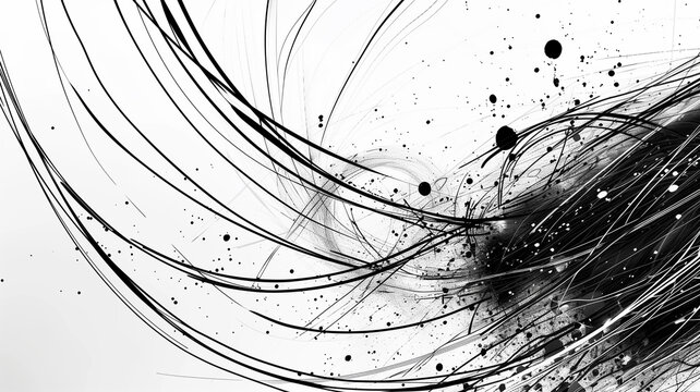 A canvas of pure energy: Black strokes swirl and dance with unrestrained vigor.