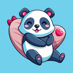 Adorable Panda Vector: Cute Illustration of Panda Lying on Back with Both Hands Vector Art