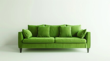 green sofa on a white background