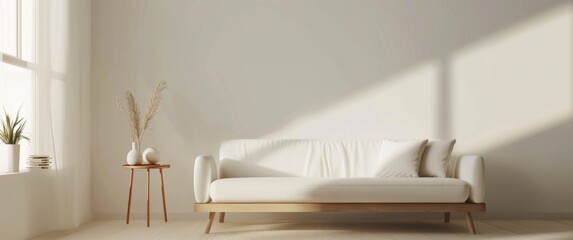 Scandinavian Minimalism: Sofa and Coffee Table in Minimalist Living Room