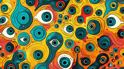 Fototapeta premium Background cartoon psychedelic eyes