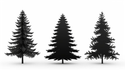 Christmas tree silhouette, on a white background vector 3D avatars set vector icon, white background, black colour icon