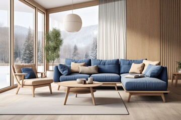 Furniture Couch and coffee table in living room with plant