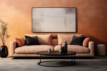 Interior design event featuring a magenta couch on hardwood flooring