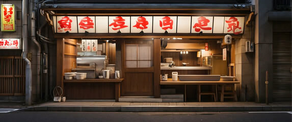 Traditional Japanese restaurant at night
