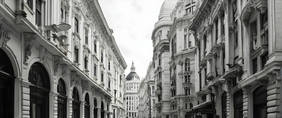 Classic European architecture in monochrome