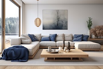 Furniture Couch and coffee table in living room with plant