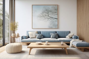 Obraz premium Furniture Couch and coffee table in living room with plant