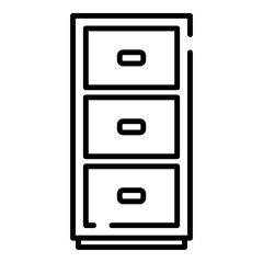 Cabinet with drawers black line icon