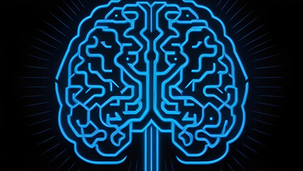 Human brain on dark background. Concept of brain networks or emotional intelligence