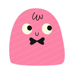 Cute abstract characters. Geometric shape creature emotions. Funny doodle face in abstract shape.