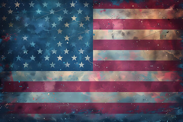 American Flag colors and fireworks mockup background with copy space . 4 July independence day concept celebration