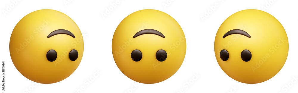 Poster upside-down face three-dimensional emoji. playful emoticon isolated on transparent background. 3d re