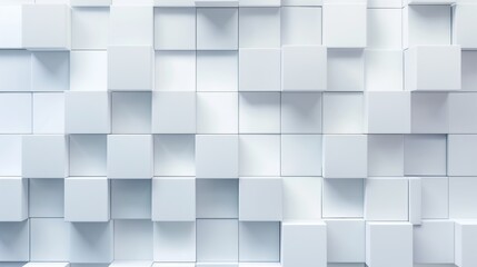 Abstract white cubes creating a three-dimensional geometric pattern on a wall.