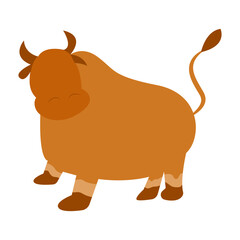 Flat cow illustration. Mammals animal in flat silhouette style. Animal for Qurban.