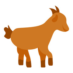 Flat goat illustration. Mammals animal in flat silhouette style. Animal for Qurban.