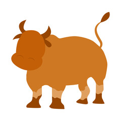 Flat cow illustration. Mammals animal in flat silhouette style. Animal for Qurban.
