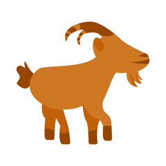 Flat goat illustration. Mammals animal in flat silhouette style. Animal for Qurban.