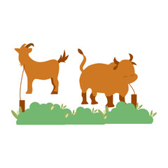 Animal background with grass illustration. Qurban animal for background.