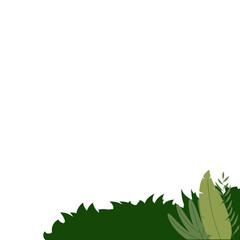 Summer Plant Corner. Spring Leaves Vector Background. Plant Corner Isolated on White Backgroun.  Summer, Spring, Tropical Floral Decoration.