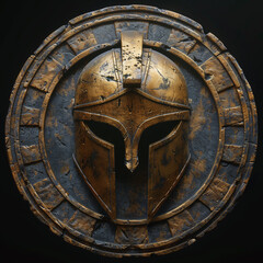 Ancient Warrior Helmet on Textured Shield