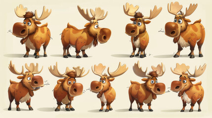 Fototapeta premium a Sheet of Spot Illustrations for an App for Kids Showing cute characters African Elephantvarious cute African Elephanteach in a playful and adorable pose