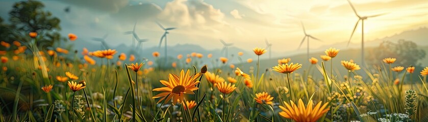 Fototapeta premium In a forthcoming world, renewable energy sources have supplanted fossil fuels on Earth