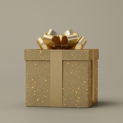 Sparkling Golden Gift Box with Bow