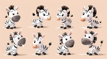 Obraz premium a Sheet of Spot Illustrations for an App for Kids Showing cute characters African Elephantvarious cute African Elephanteach in a playful and adorable pose